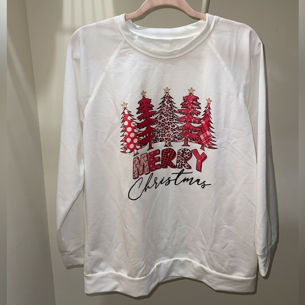 White holiday crew neck